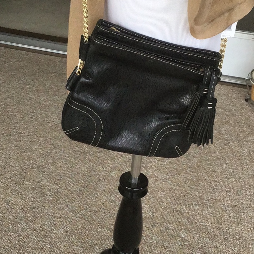 Awesome Talbots black leather crossbody bag